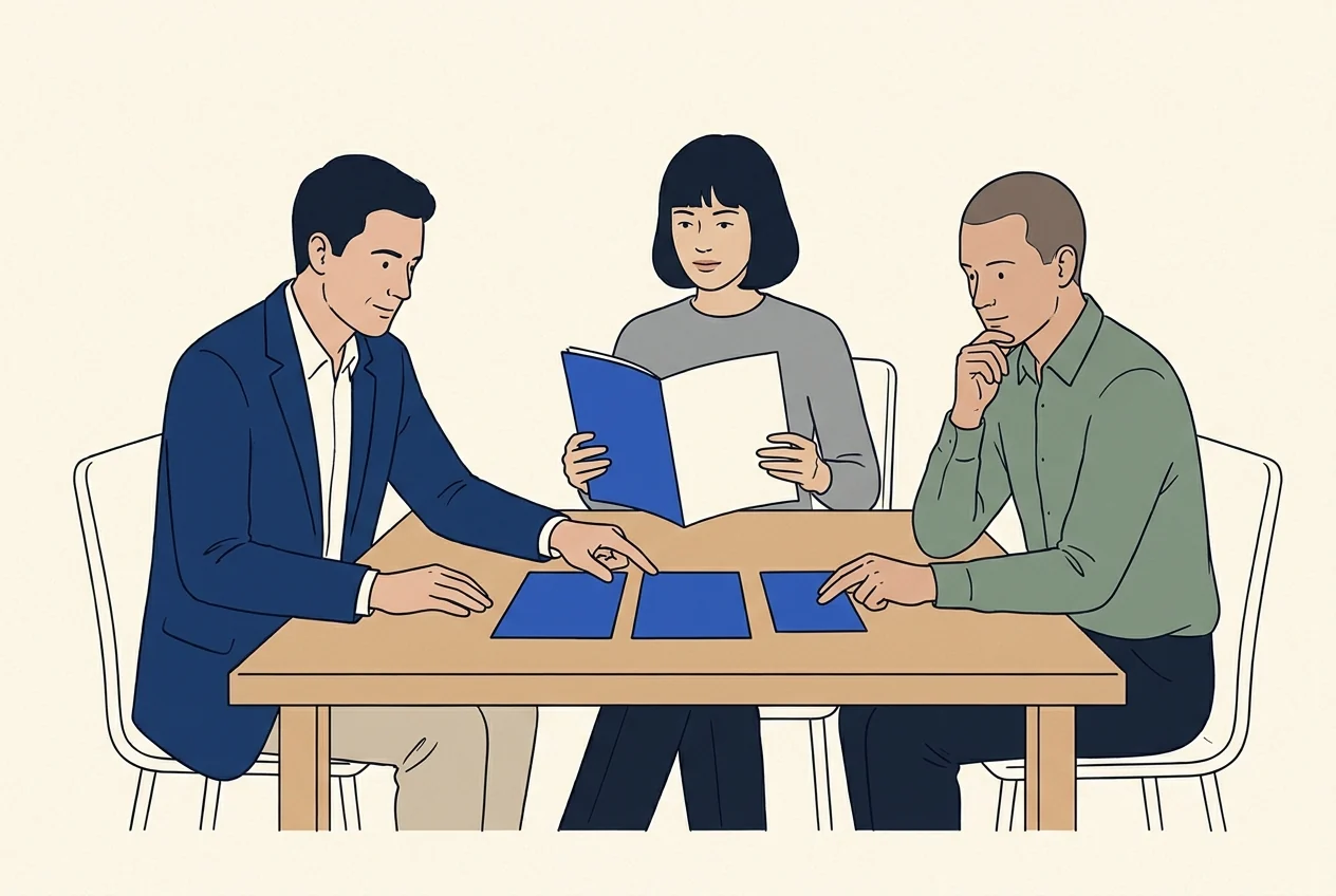 営業の手順をチームで確認するイメージ